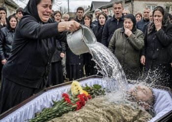 Во время прощания женщина неожиданно облила мужчину содержимым ведра